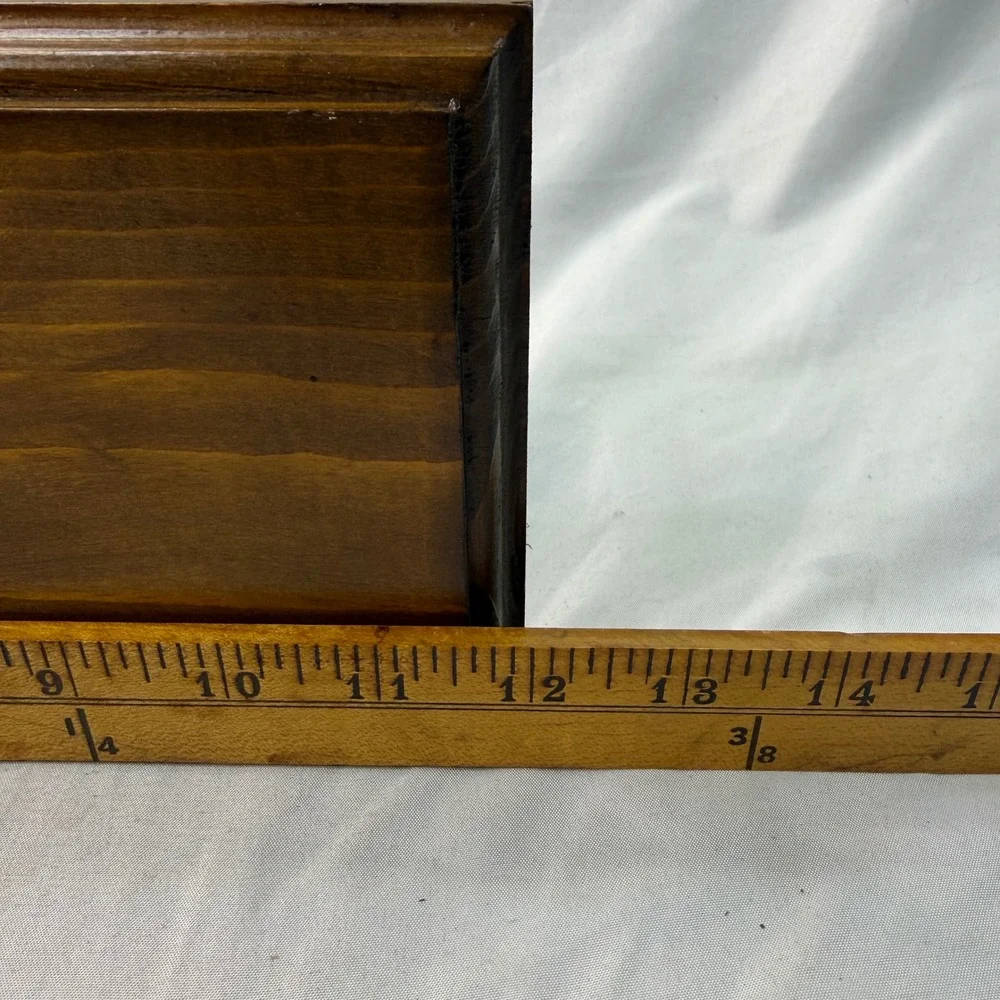 Vintage Solid Wood Floating Wall Shelf Dark Oak Finish Beveled Edge 12 Inch